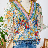 Fashion Crochet Boho Half & Long Sleeve Floral Blouse(S-4X): As shown / Missy / M