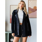 Knit Body Denim Layerd Jacket: Cream / Denim / L