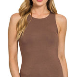 ',...Premium Rayon Double Layered  Tank Top: BROWN-186270 / S