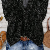 V-neck Button Pleated Top: Red / S