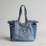 Frayed Edge Denim Tote Bag