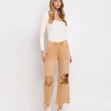 90'S VINTAGE SUPER HIGH RISE CROP FLARE JEANS V2736: KISS OF CALIFORNIA / 30