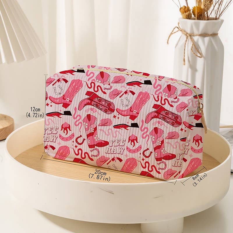 STRAWBERRY WESTERN BOW MAKEUP COSMETIC POUCH BAG | 40P544: WESTERN