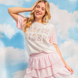 Pearl "He is Risen" on White Princess Top: White / XL