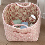 Boho Organizer Tote Floral Quilted Storage Basket