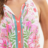 Sleeveless Border Print Top: Sweet Pea / XS