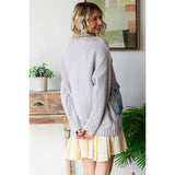 Knit Body Denim Layerd Jacket: Cream / Denim / M