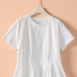Pleated Waist Cotton Spandex Everyday Tee