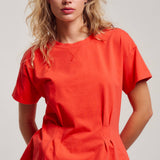 Pleated Waist Cotton Spandex Everyday Tee