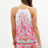 Sleeveless Border Print Top: Sweet Pea / XS