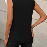 Sleeveless Knit Tank Top Women Loose Fit Solid Color: Grey / 65%RAYON 35%POLYESTER / 2XL