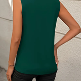Sleeveless Knit Tank Top Women Loose Fit Solid Color: Green / 65%RAYON 35%POLYESTER / L