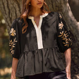 Solid Airflow Peplum Blouse : Basil Green / L