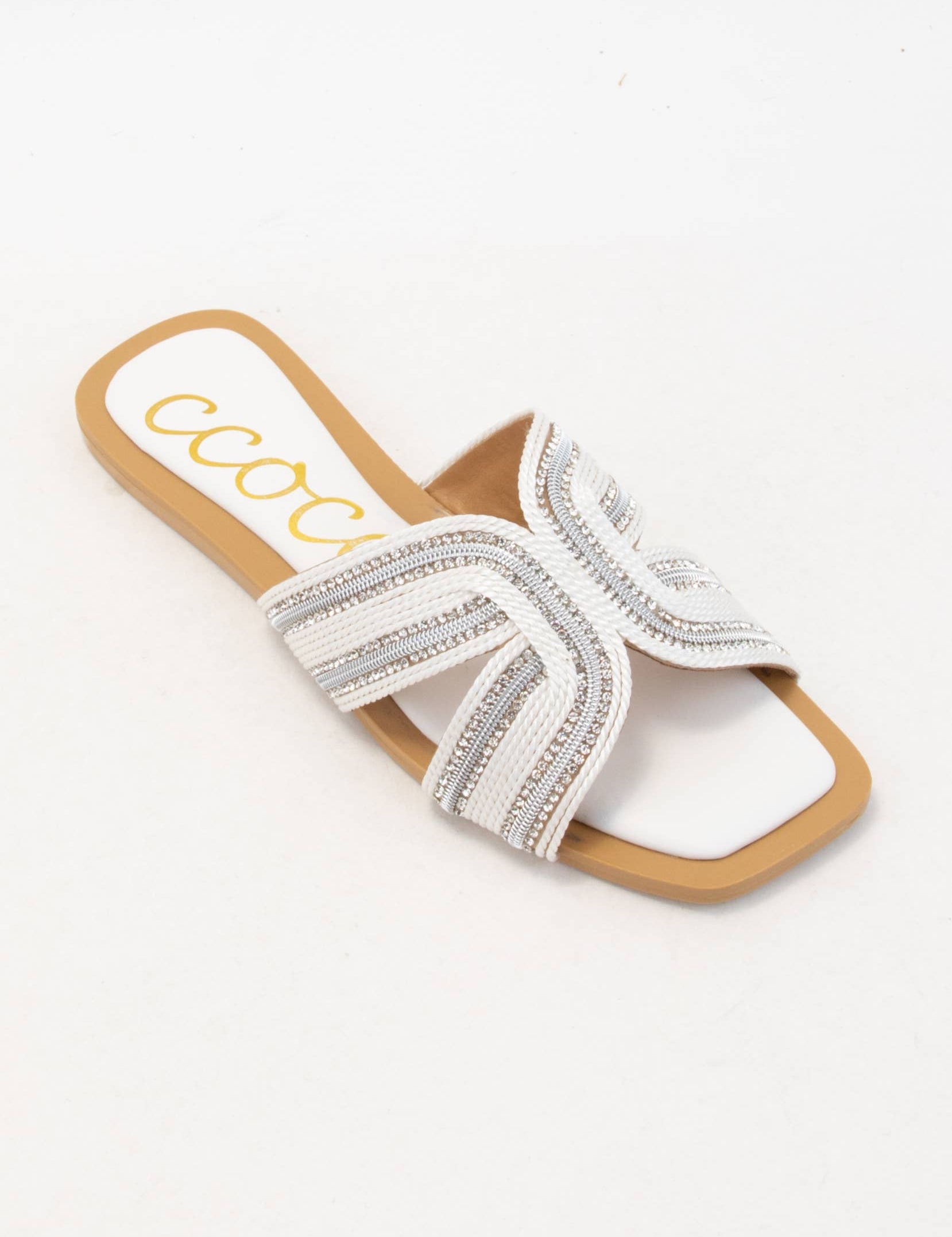 MARISA H-SHAPED UNIQUE ZIPPER LINE DESIGN SANDAL: CHAMPAGNE / 8.5