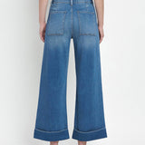 HIGH RISE DOUBLE CUFFED BAGGY WIDE JEANS V3589: ENVIABLY / 30