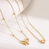 18K STAINLESS STEEL TARNISH FREE BOW NECKLACE | 40NK9500: GOLD