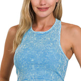 `.0802 Premium Washed Seamless High-neck Crop Tank SI-25526: ASH MOCHA-163059 / L/XL