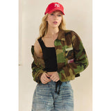 Camo Sequins Contrast Jacket: Camo Floral / L