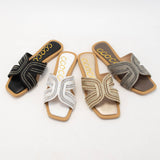 MARISA H-SHAPED UNIQUE ZIPPER LINE DESIGN SANDAL: CHAMPAGNE / 7.5