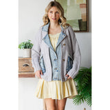 Knit Body Denim Layerd Jacket: Cream / Denim / M