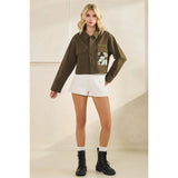 Sequins Contrast Jacket: Tan / M