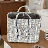 Boho Organizer Tote Floral Quilted Storage Basket