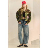 Camo Sequins Contrast Jacket: Camo Floral / L