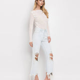 90'S VINTAGE SUPER HIGH RISE CROP FLARE JEANS V2471: NASHVILLE MOON / 32