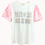Pearl "He is Risen" on White Princess Top: White / XS
