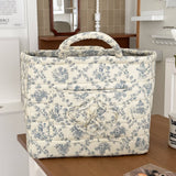 Boho Organizer Tote Floral Quilted Storage Basket