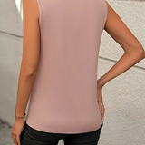 Sleeveless Knit Tank Top Women Loose Fit Solid Color: Grey / 65%RAYON 35%POLYESTER / M