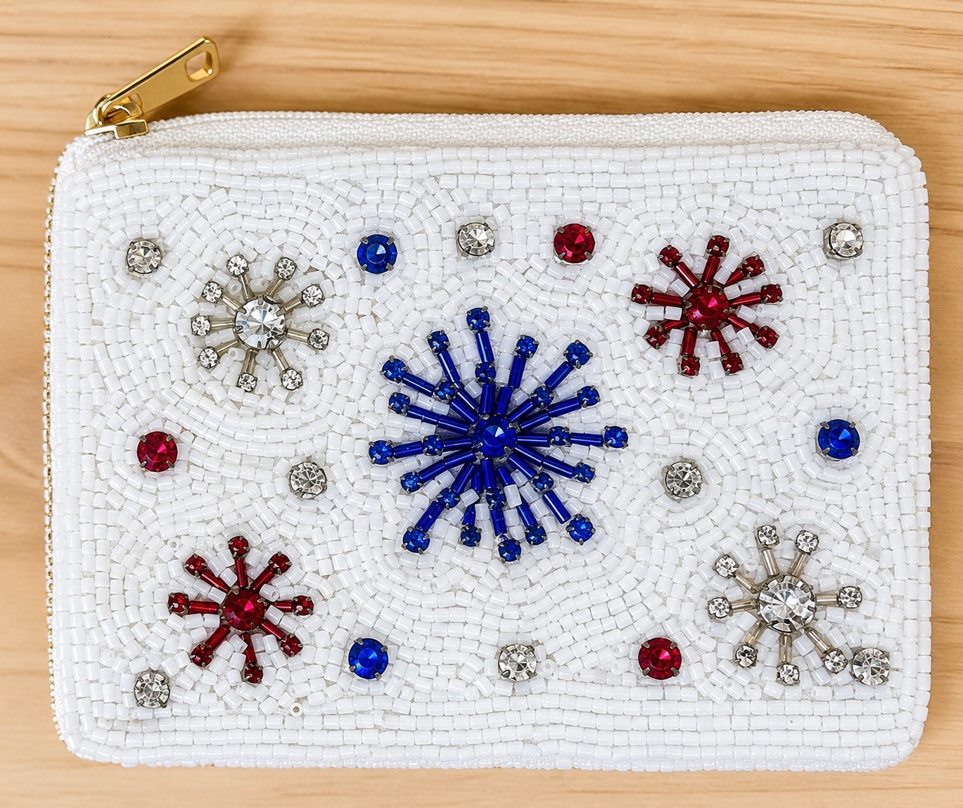 4th of July beaded wallet
